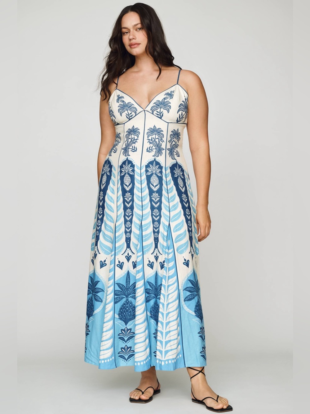 NWT  Farm Rio Sleeveless V-Neck A-Line Maxi Dress - Picture 4 of 4